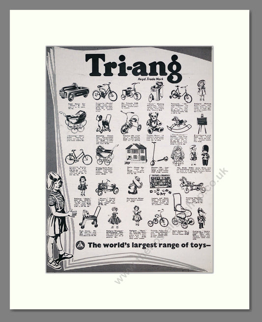 Tri-ang - World's Largest Range Of Toys (Double Advert). Vintage Advert 1953 (ref AD303260)