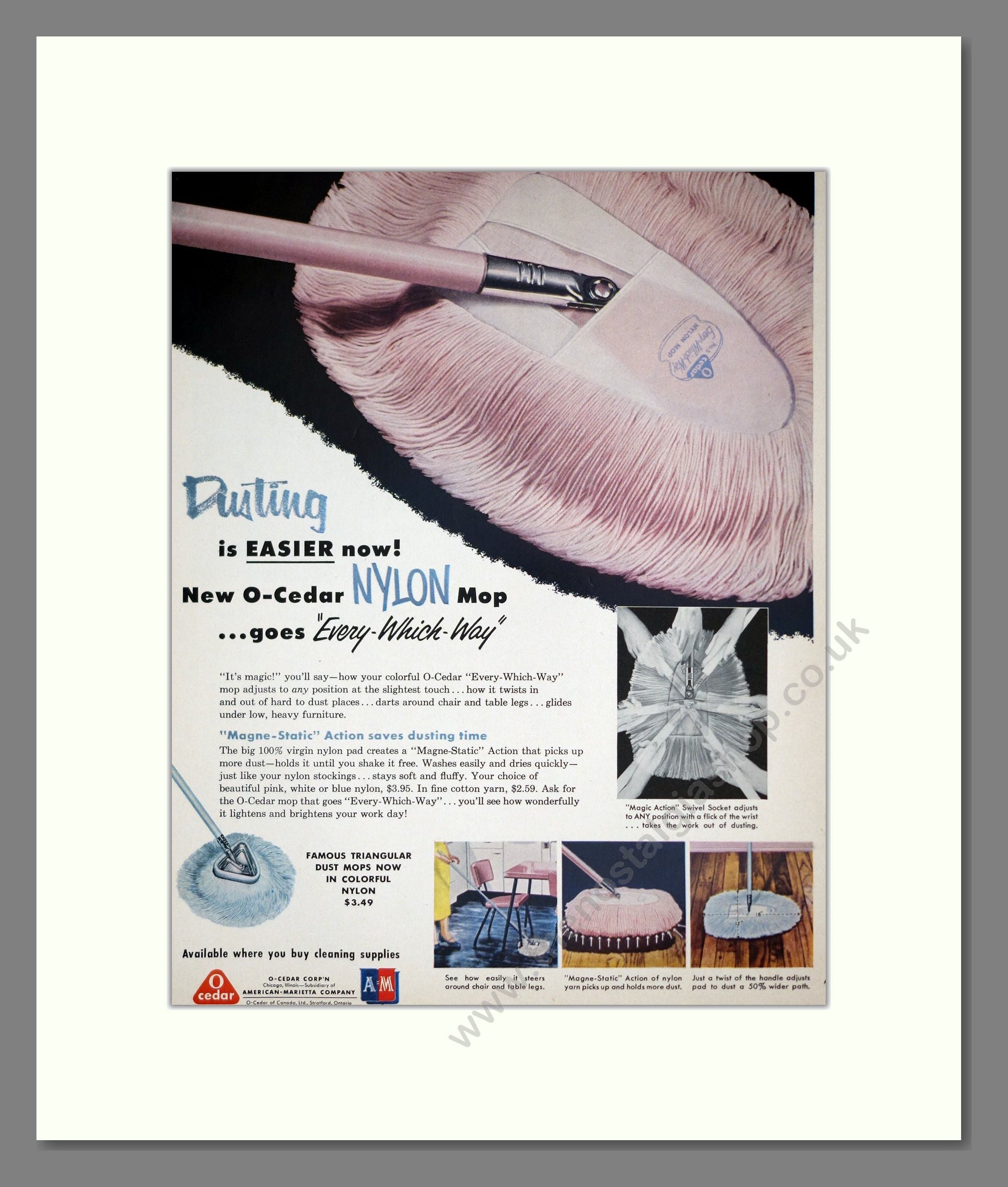 O-Cedar - Dusting Mops. Vintage Advert 1955 (ref AD303230)