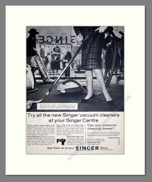 Singer - New Vacuum Cleaners. Vintage Advert 1961 (ref AD303238)