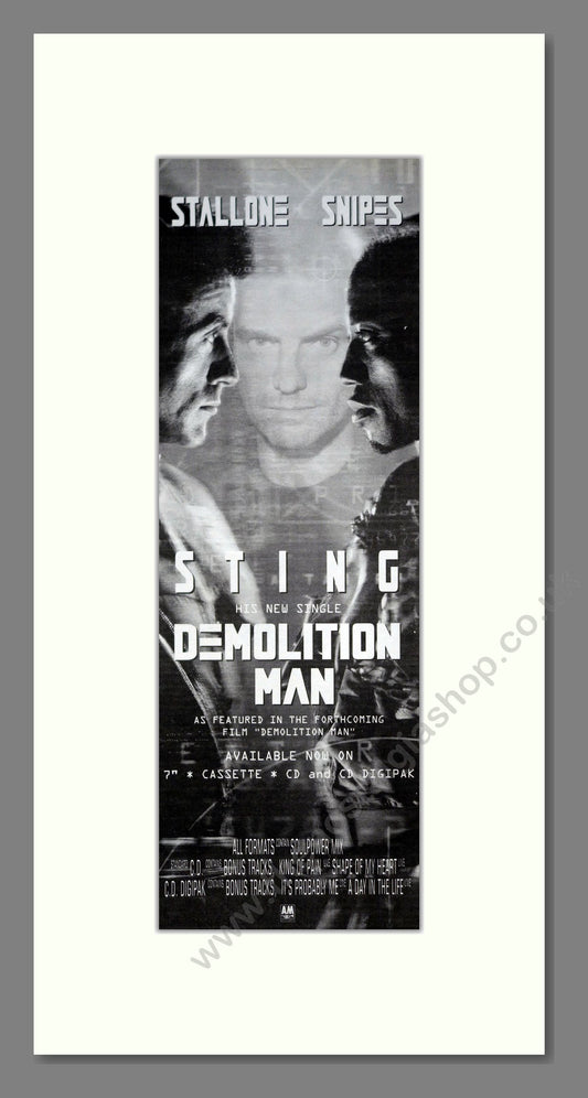 Demolition Man Soundtrack by Sting. Vintage Original Advert 1993  (ref AD201374)