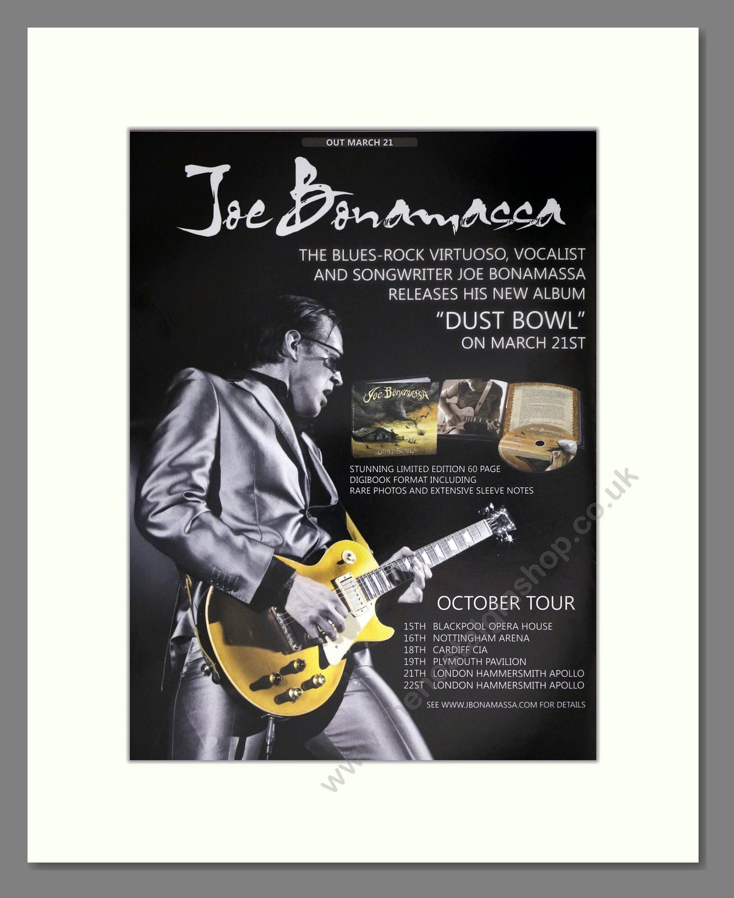 Joe Bonamassa - Dust Bowl. Vintage Advert 2011 (ref AD63384)
