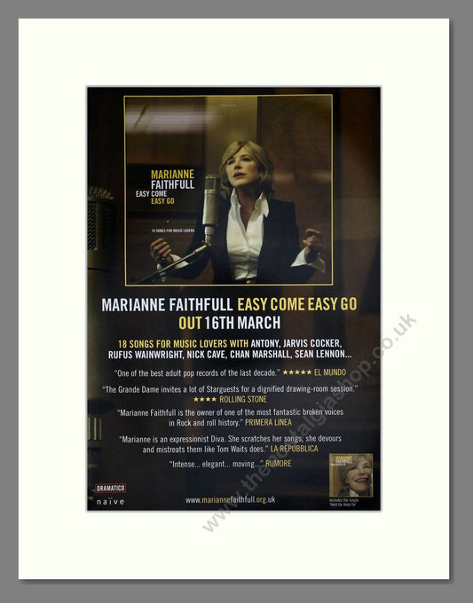 Marianne Faithfull - Easy Come Easy Go. Vintage Advert 2009 (ref AD63471)