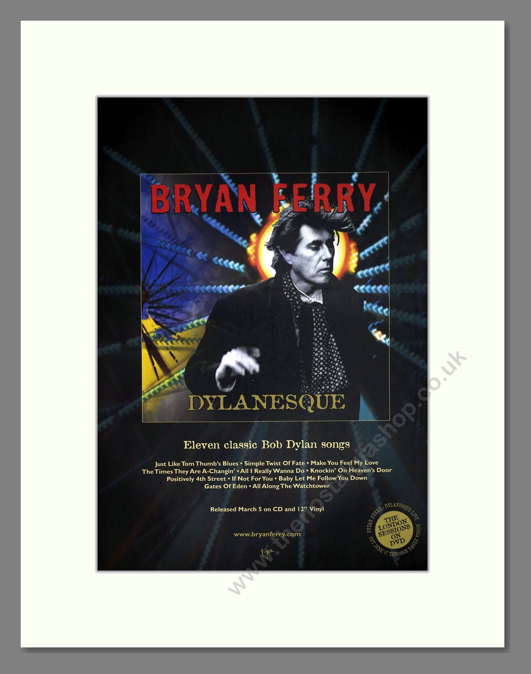 Bryan Ferry - Dylanesque. Vintage Advert 2007 (ref AD63474)
