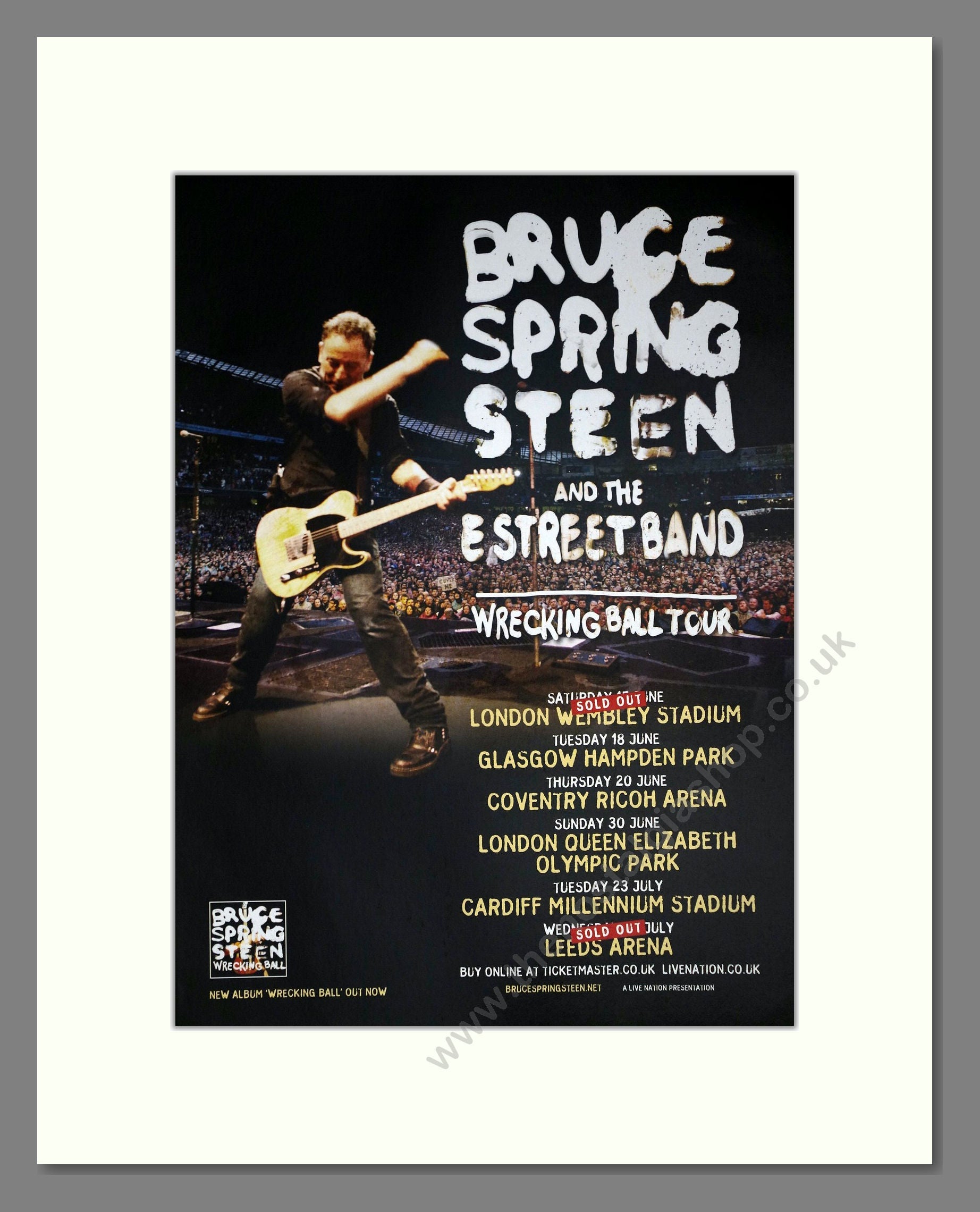 Bruce Springsteen - Wrecking Ball UK Tour. Vintage Advert 2013 (ref AD ...