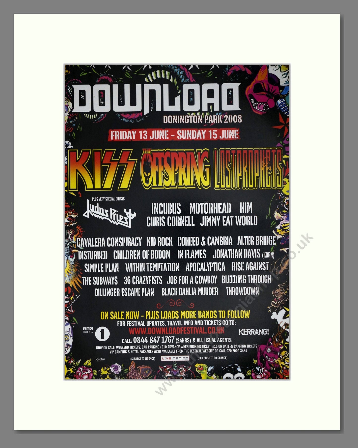 Download Festival - Line Up. Vintage Advert 2008 (ref AD63585)