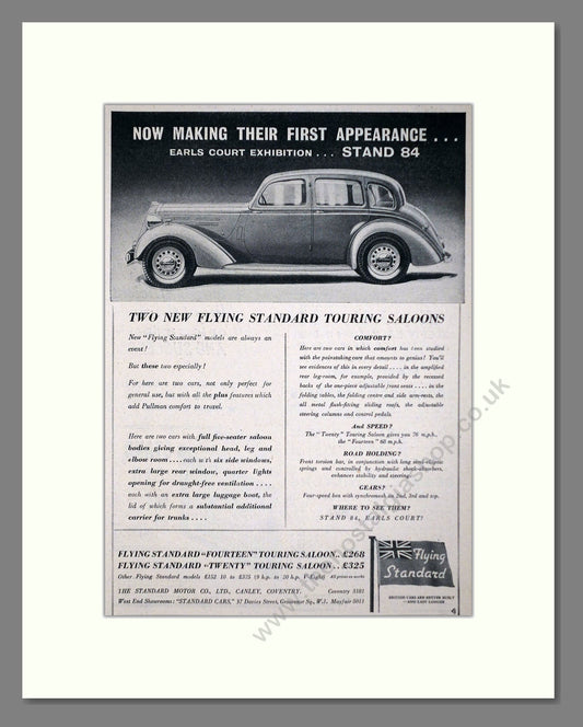 Flying Standard - Touring Saloons. Vintage Advert 1937 (ref AD63646)