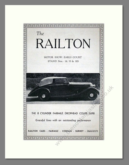 Railton - Fairmile Drophead Coupe. Vintage Advert 1937 (ref AD63651)