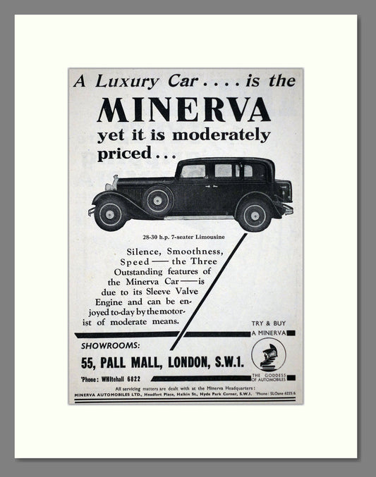 Minerva - Silence, Smoothness, Speed. Vintage Advert 1936 (ref AD63660)
