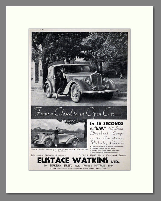 Eustace Watkins - EW Drophead Coupe. Vintage Advert 1936 (ref AD63661)