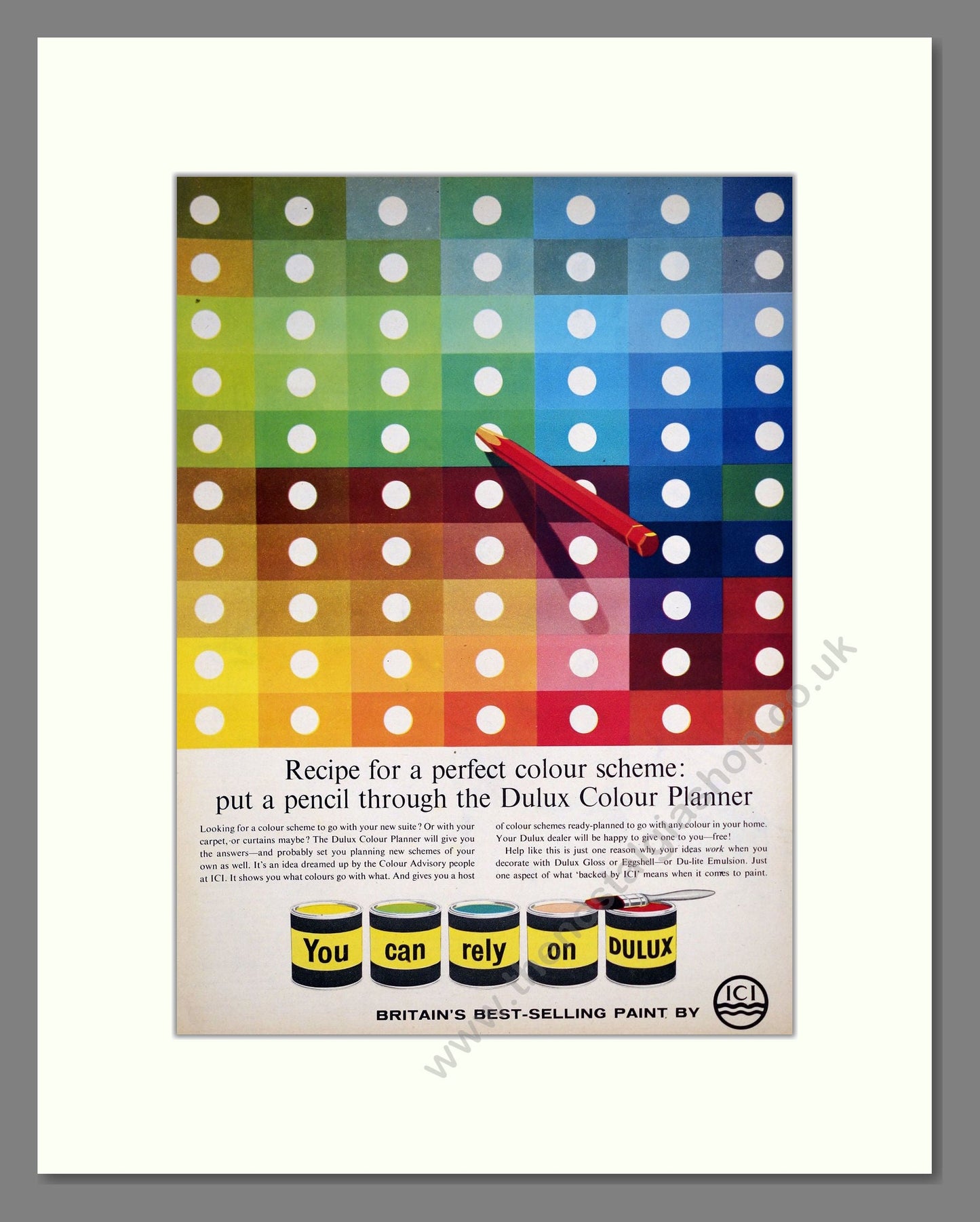 Dulux - Colour Planner. Vintage Advert 1962 (ref AD303427)
