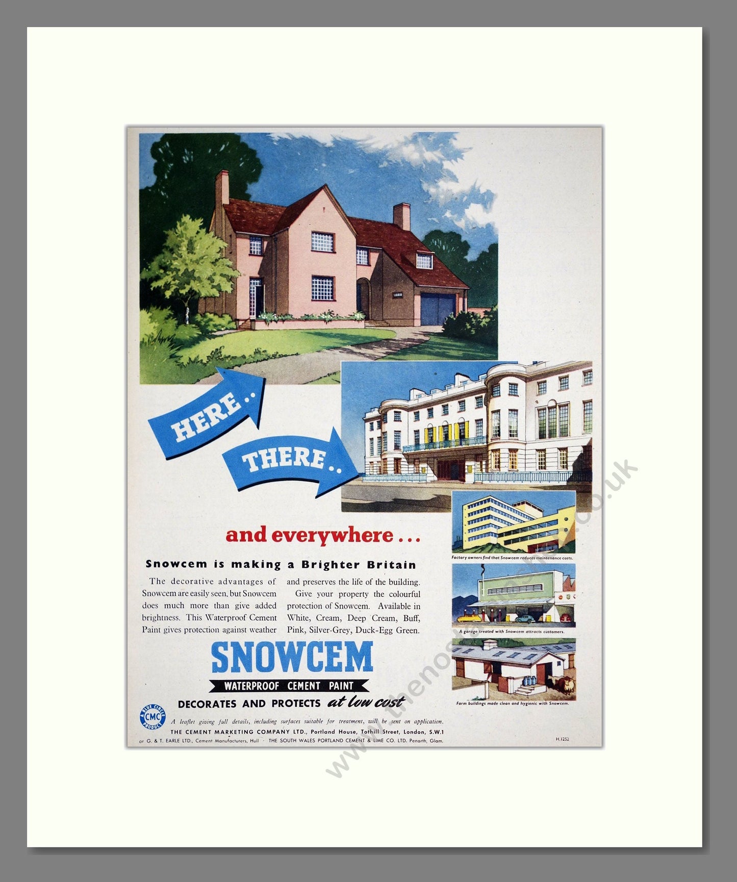 Snowcem - Waterproof Cement Paint. Vintage Advert 1952 (ref AD303436)