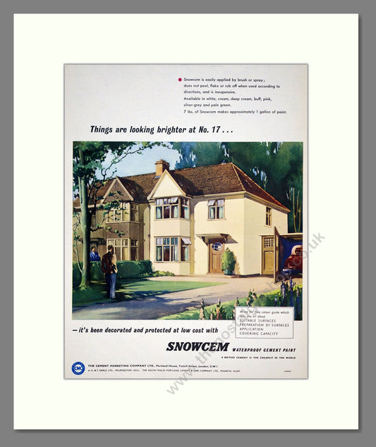 Snowcem - Waterproof Cement Paint. Vintage Advert 1954 (ref AD303438)