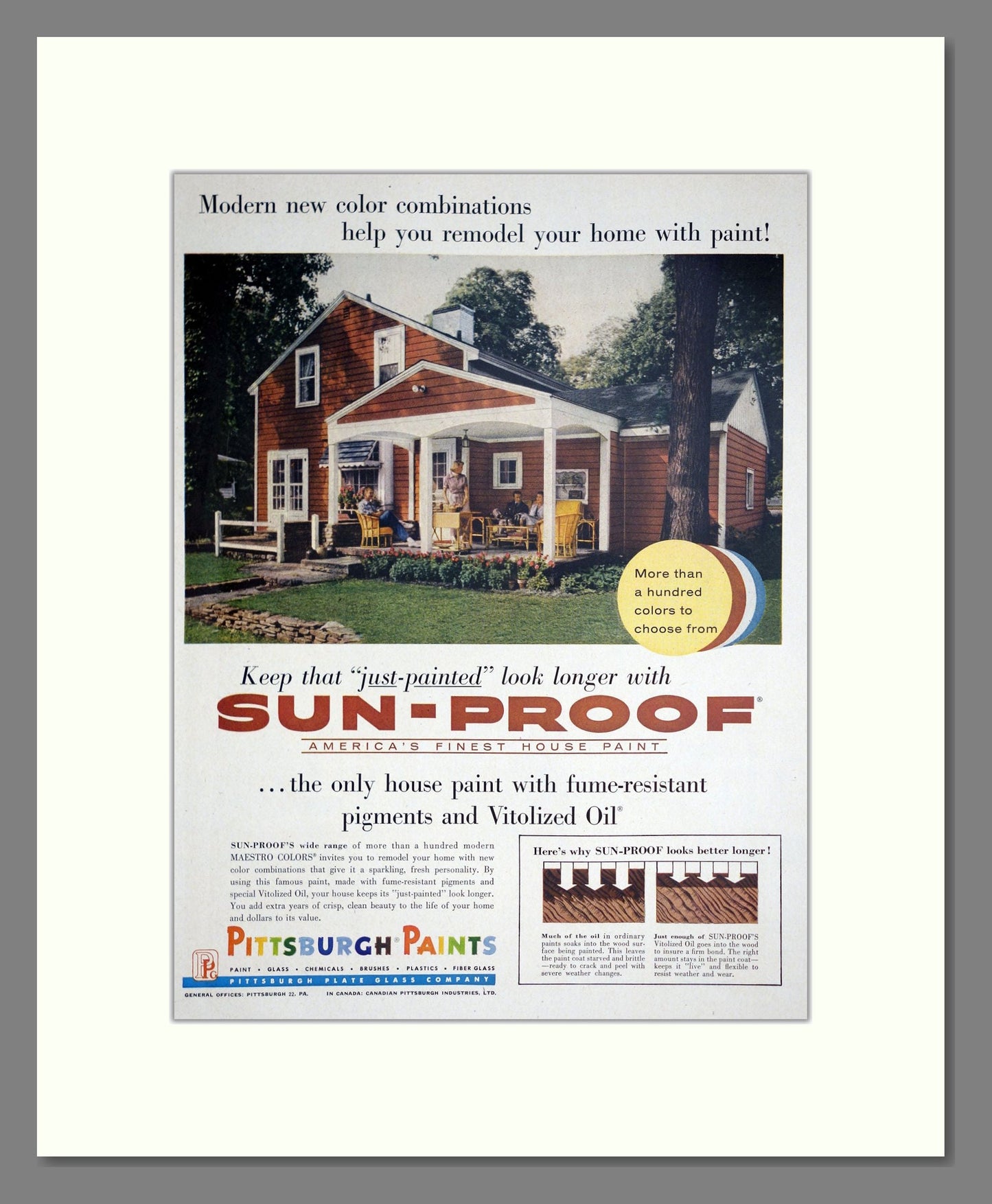 Pittsburgh Paints - Sun-Proof Paint. Vintage Advert 1957 (ref AD303444)