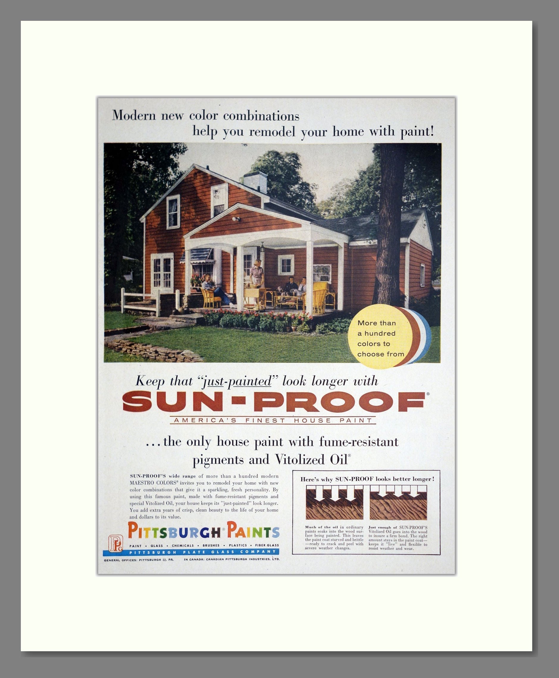 Pittsburgh Paints - Sun-Proof Paint. Vintage Advert 1957 (ref AD303444)