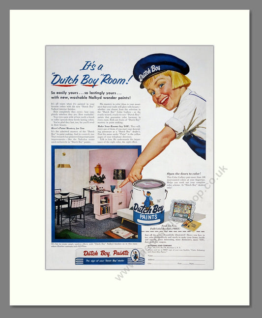 Dutch Boy Paints - Nalkyd Paint. Vintage Advert 1955 (ref AD303445)
