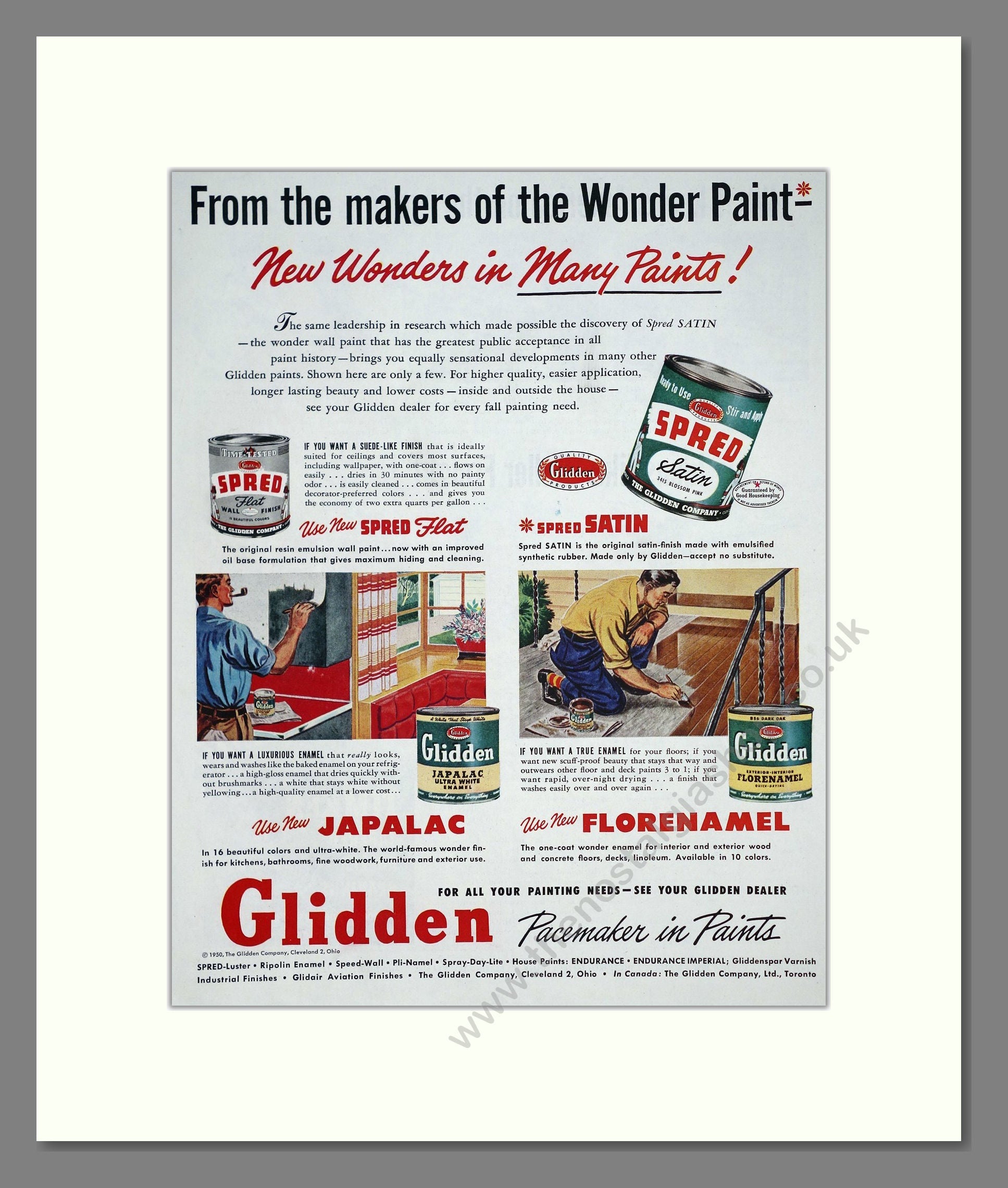 Glidden - Spred Paint. Vintage Advert 1950 (ref AD303453)