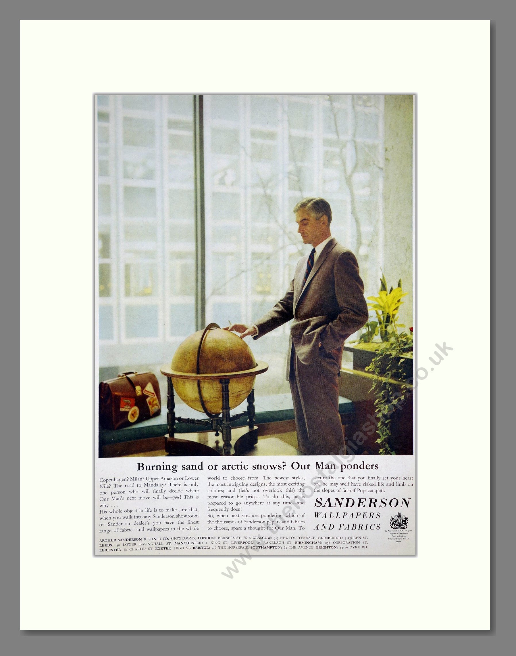 Sanderson - Wallpapers And Fabrics. Vintage Advert 1961 (ref AD303460)