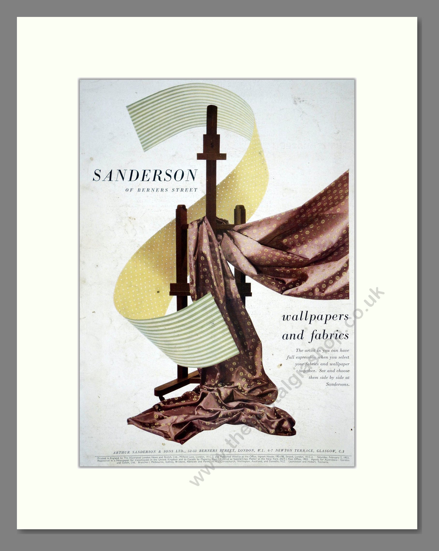 Sanderson - Wallpapers And Fabrics. Vintage Advert 1953 (ref AD303461)