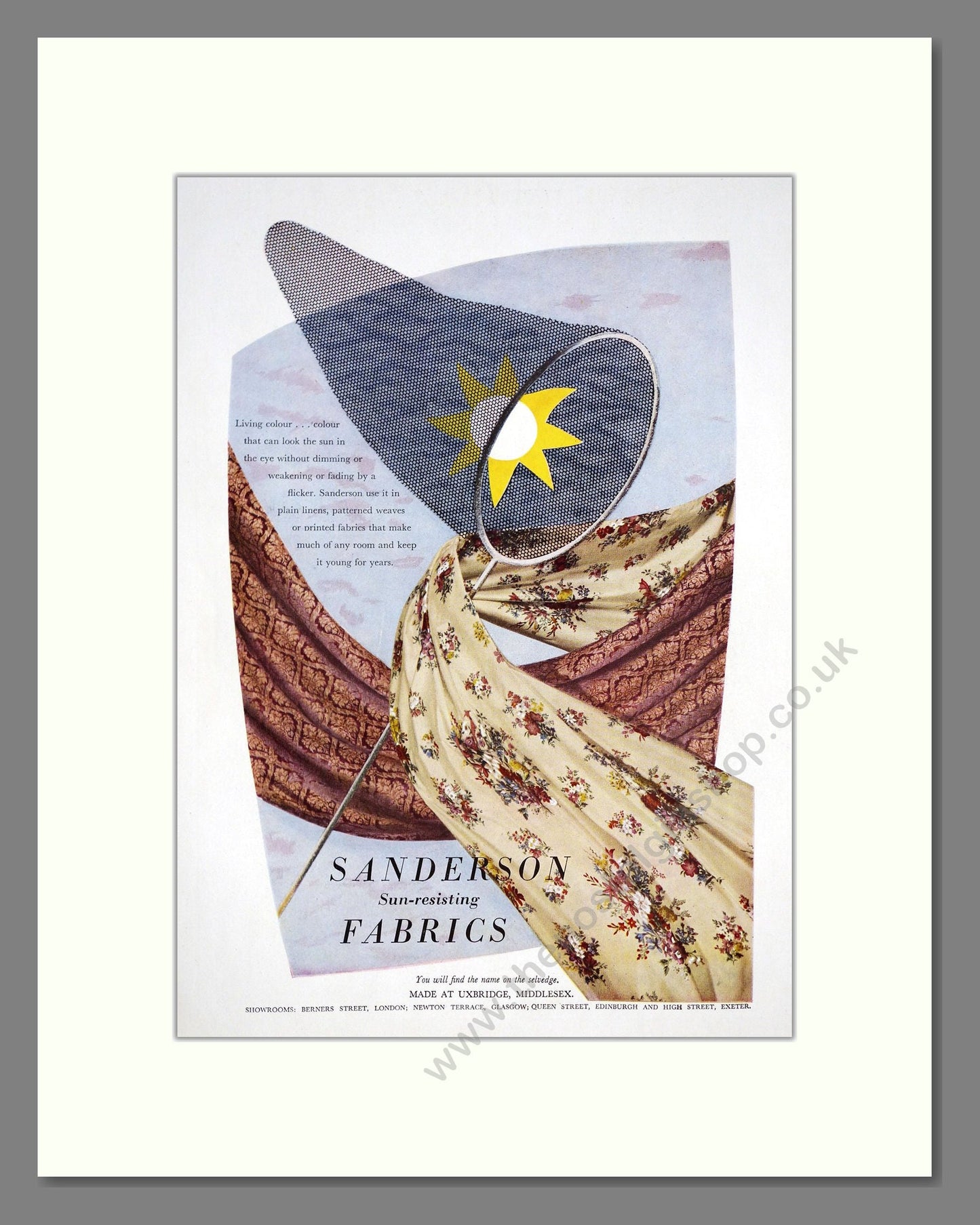 Sanderson - Fabrics. Vintage Advert 1954 (ref AD303462)