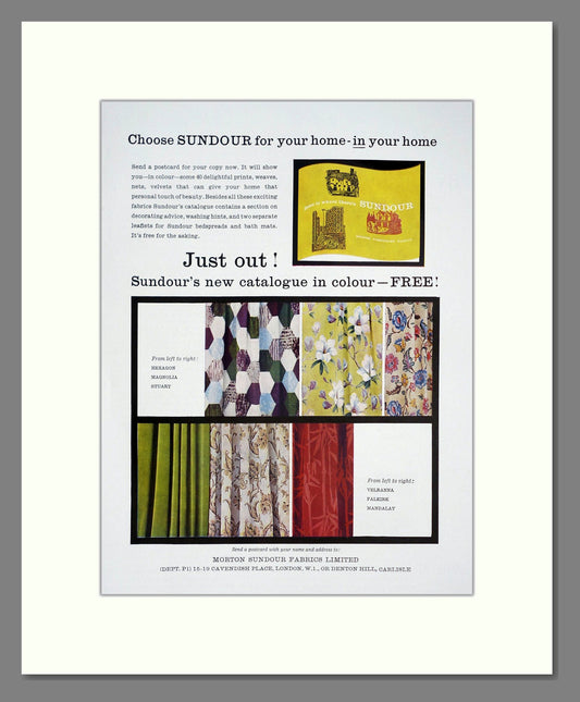 Sundour - Fabric Catalogue. Vintage Advert 1960 (ref AD303467)