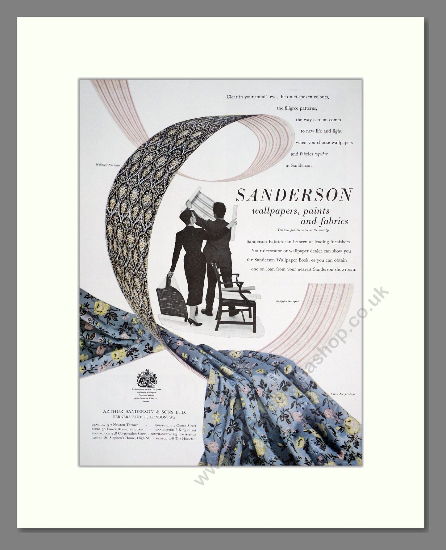 Sanderson - Wallpapers, Paints And Fabrics. Vintage Advert 1958 (ref AD303472)