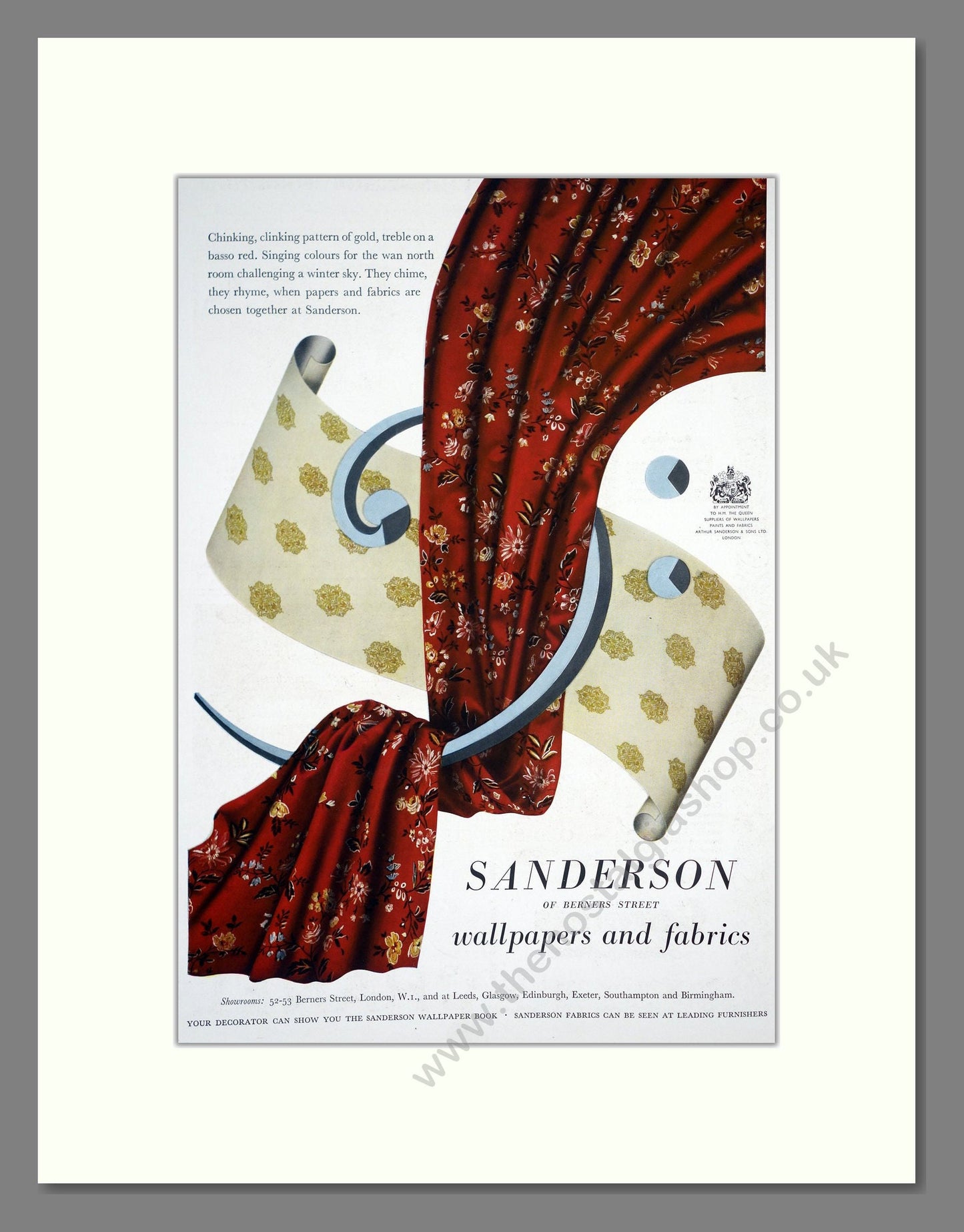Sanderson - Wallpapers And Fabrics. Vintage Advert 1956 (ref AD303475)