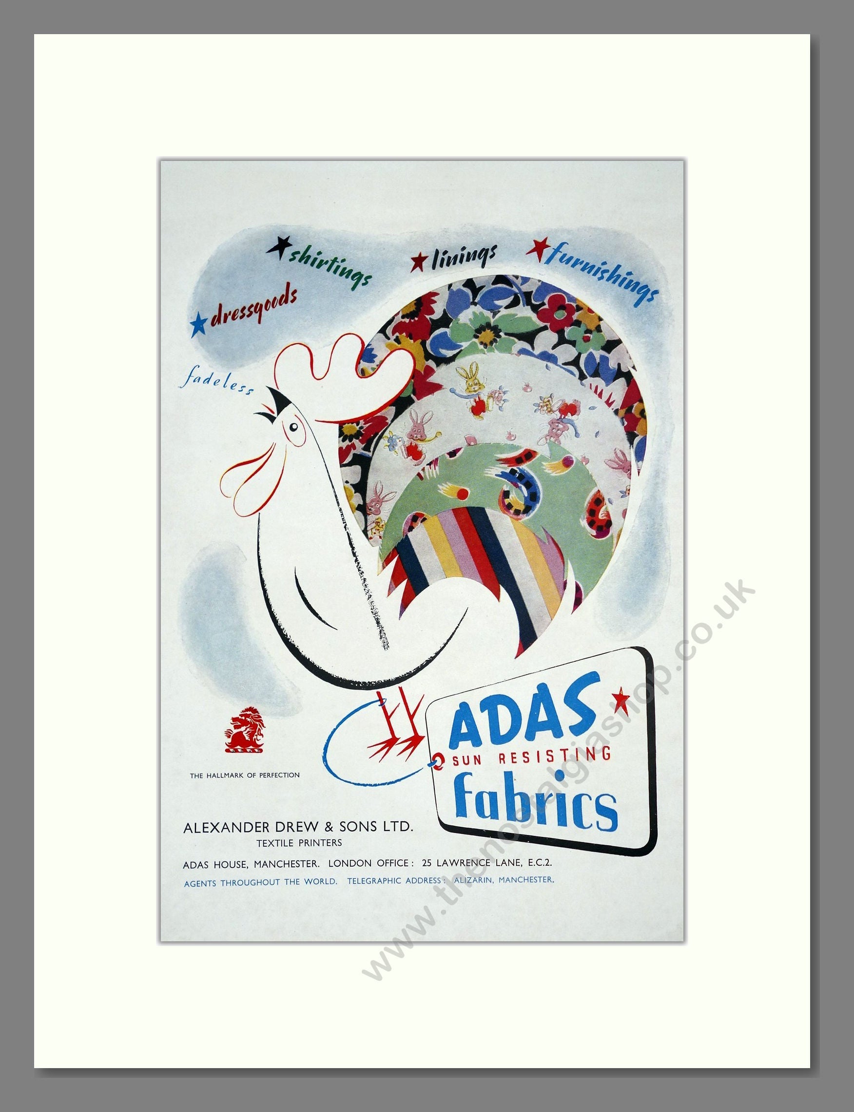 Adas - Sun Resisting Fabrics. Vintage Advert 1947 (ref AD303476)