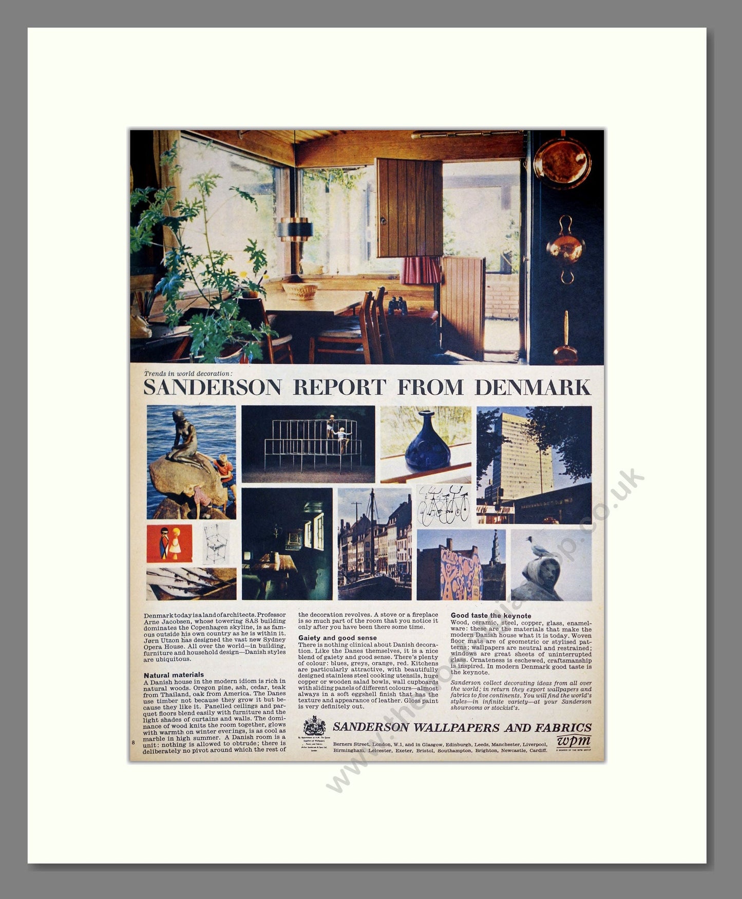 Sanderson - Wallpapers And Fabrics. Vintage Advert 1964 (ref AD303478)