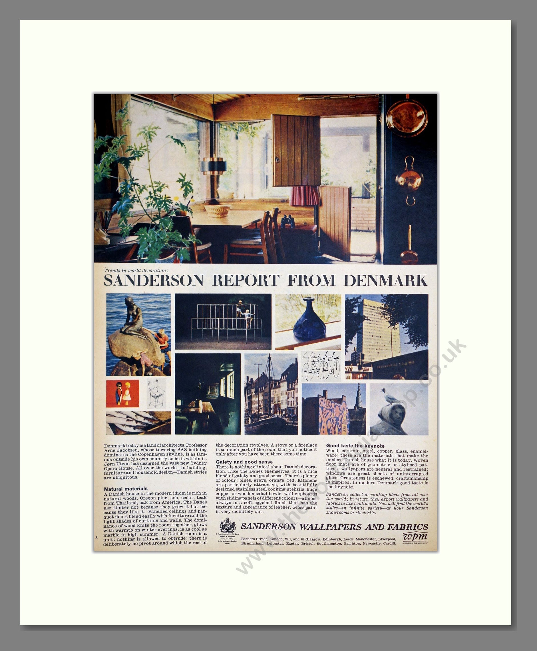 Sanderson - Wallpapers And Fabrics. Vintage Advert 1964 (ref AD303478)