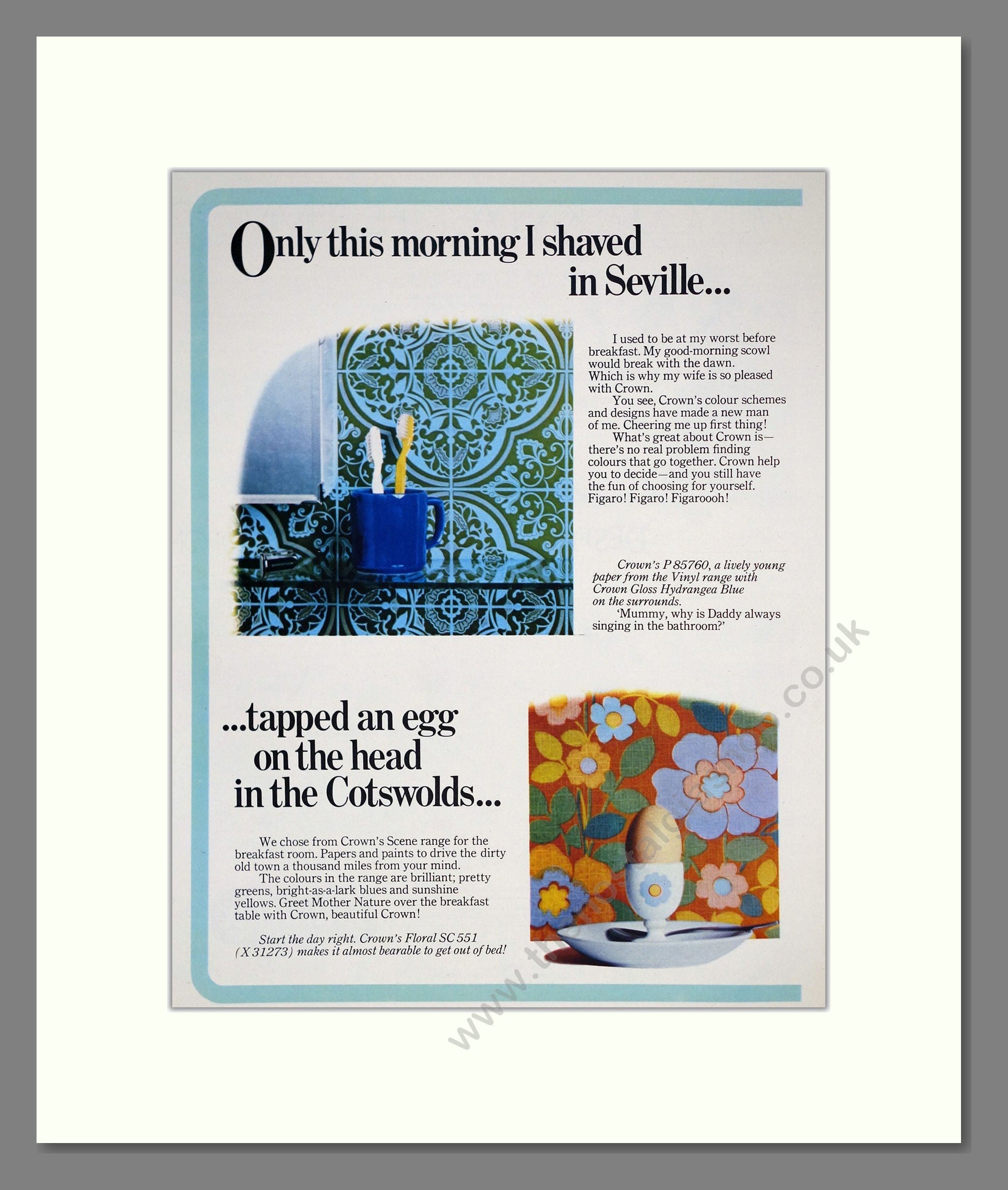 Crown - Wallpapers Double Advert. Vintage Advert 1971 (ref AD303479)