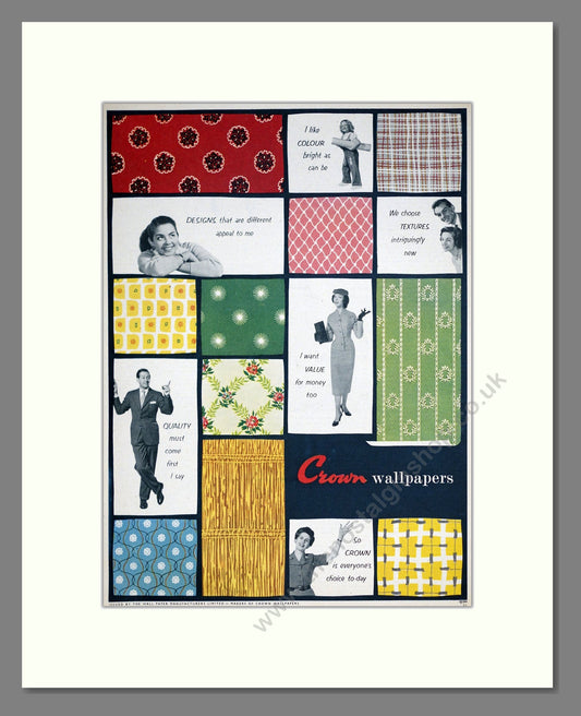 Crown - Wallpapers. Vintage Advert 1957 (ref AD303493)