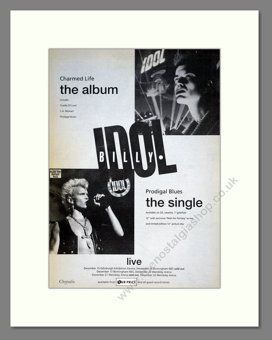Billy Idol - Charmed Life. Vintage Advert 1990 (ref AD20197)