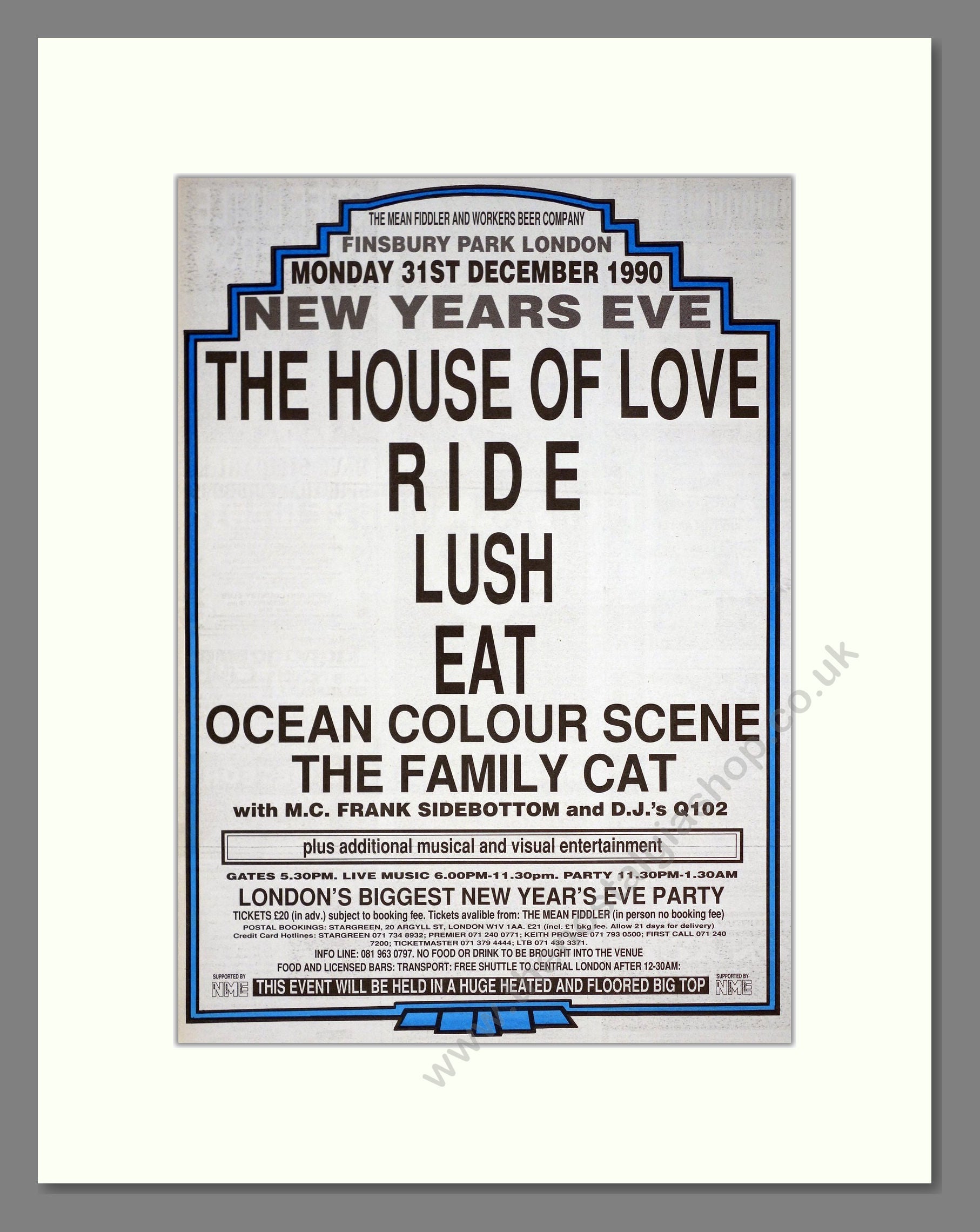 Finsbury Park NYE Party - Line Up. Vintage Advert 1990 (ref AD20212)