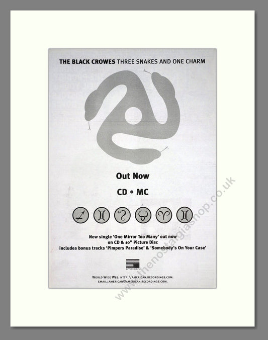 Black Crowes (The) - Three Snakes And One Charm. Vintage Advert 1996 (ref AD20218)