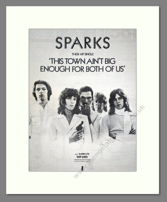 Sparks - This Town Ain't Big Enough For The Both Of Us. Vintage Advert 1974 (ref AD20227)