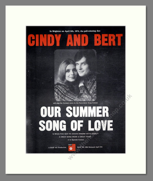 Cindy And Bert - Our Summer Song Of Love. Vintage Advert 1974 (ref AD20235)