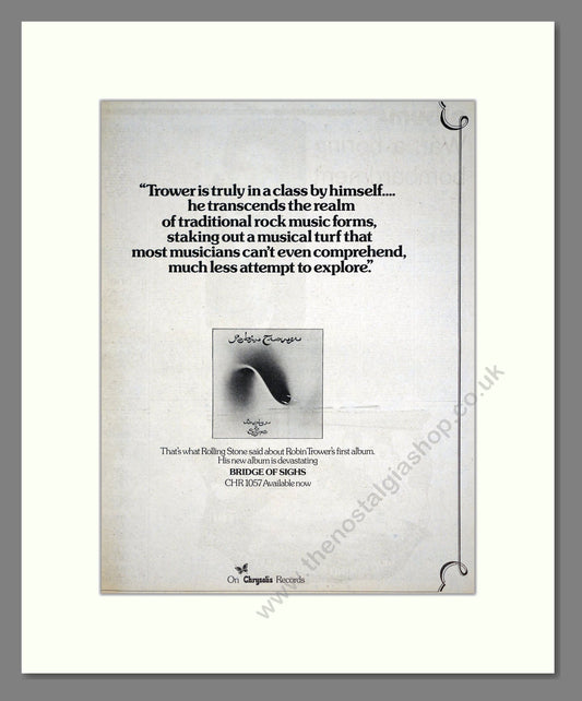 Robin Trower - Bridge Of Sighs. Vintage Advert 1974 (ref AD20243)