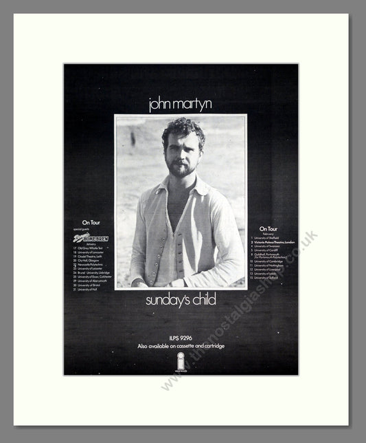 John Martyn - Sunday's Child. Vintage Advert 1975 (ref AD20246)