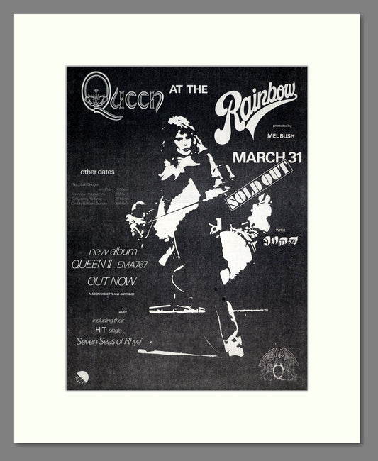 Queen - Live At The Rainbow. Vintage Advert 1974 (ref AD20248)