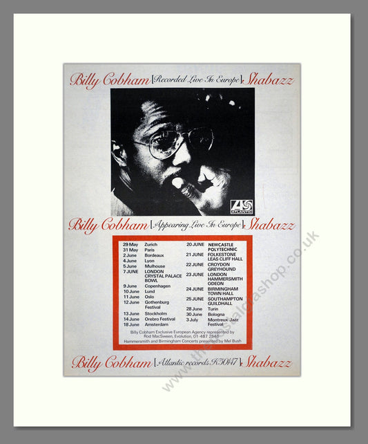 Billy Cobham - UK Tour. Vintage Advert 1975 (ref AD20265)