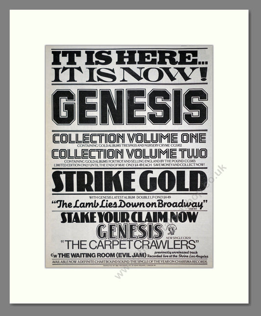 Genesis - Collection Vol 1 and 2. Vintage Advert 1975 (ref AD20266)