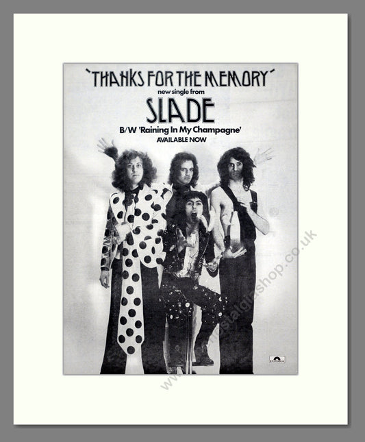 Slade - Thanks For The Memory. Vintage Advert 1975 (ref AD20269)
