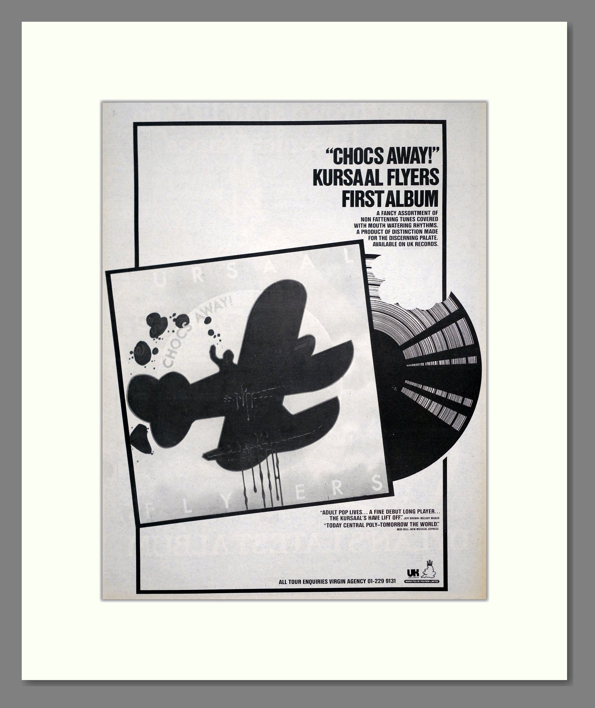 Kursaal Flyers - Chocs Away. Vintage Advert 1975 (ref AD20274)