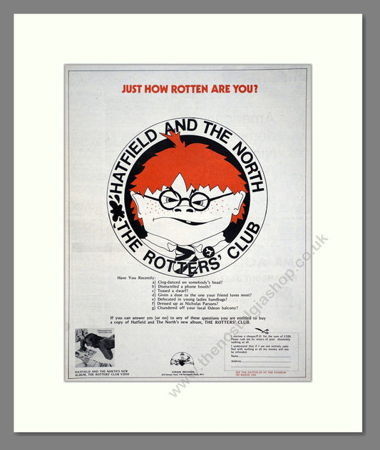 Hatfield And The North - The Rotters Club. Vintage Advert 1975 (ref AD20286)