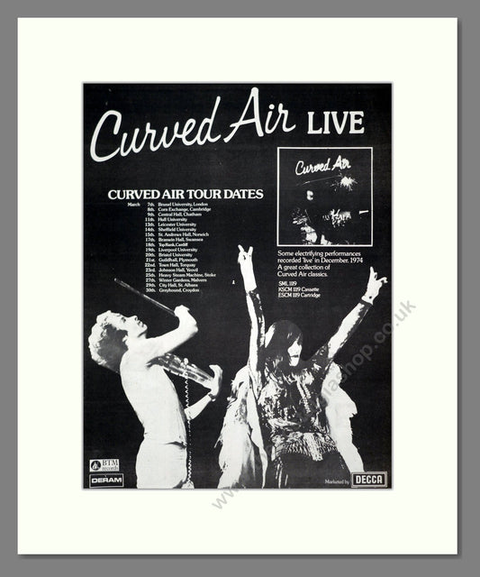 Curved Air - UK Tour. Vintage Advert 1975 (ref AD20288)