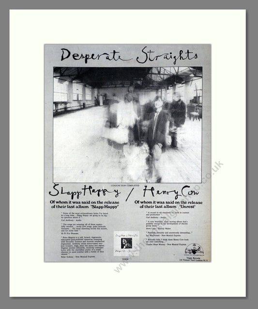 Slapp Happy / Henry Cow - Desperate Straights. Vintage Advert 1975 (ref AD20295)