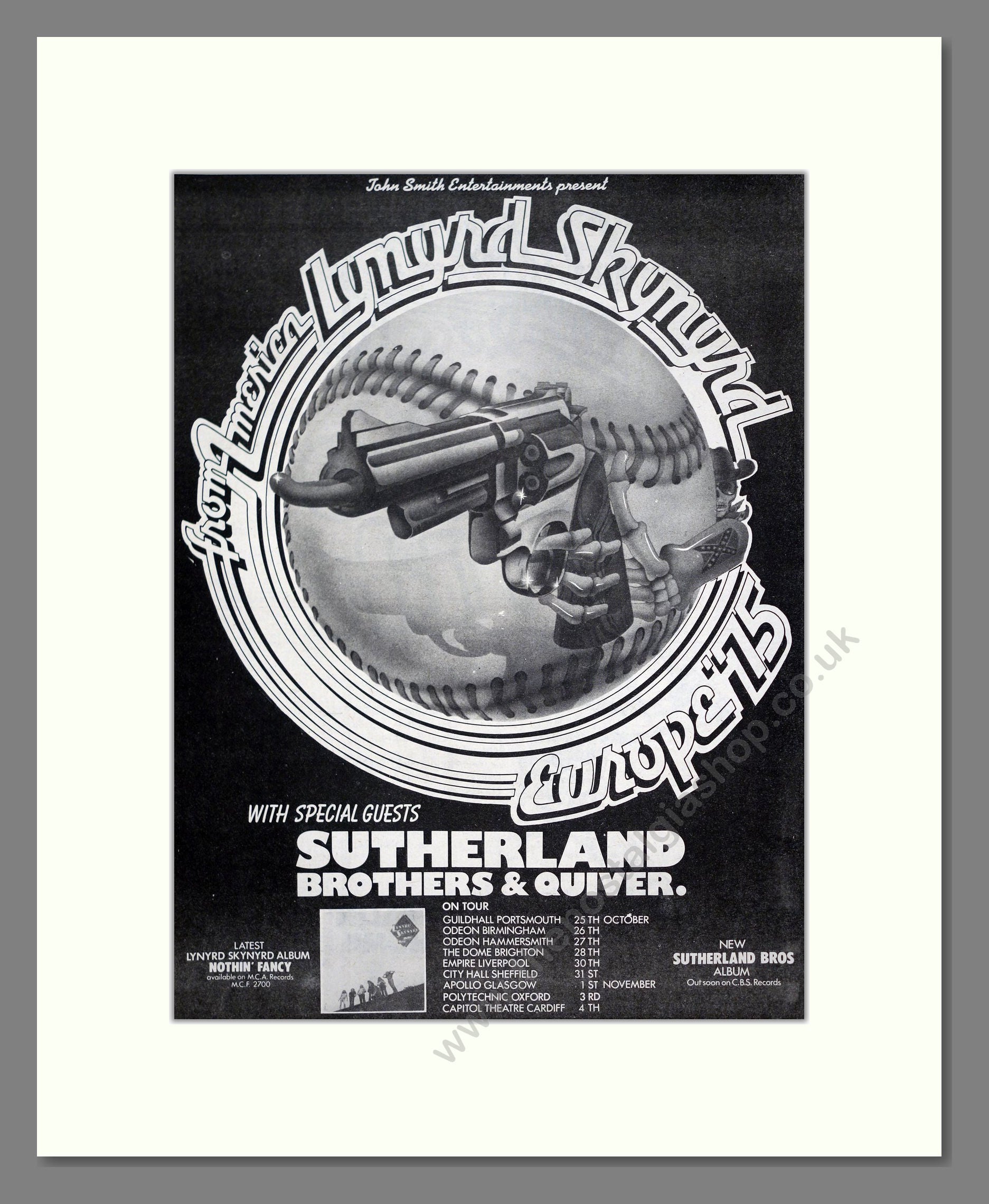 Lynyrd Skynyrd - Europe Tour. Vintage Advert 1975 (ref AD20302)