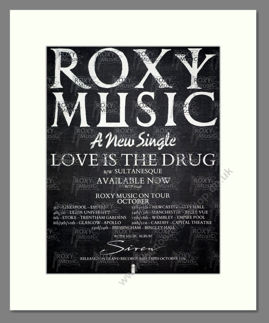 Roxy Music - Love Is The Drug. Vintage Advert 1975 (ref AD20309)