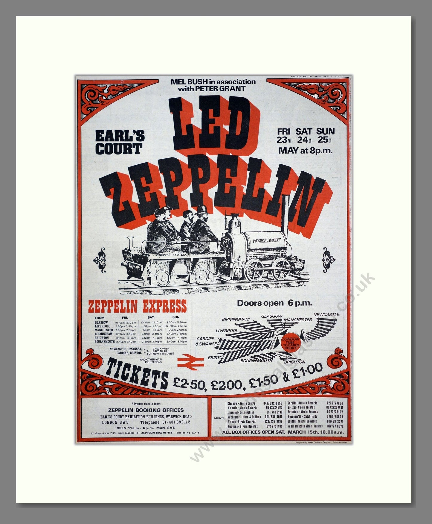 Led Zeppelin - Zeppelin Express Live At Earl's Court. Vintage Advert 1975 (ref AD20316)
