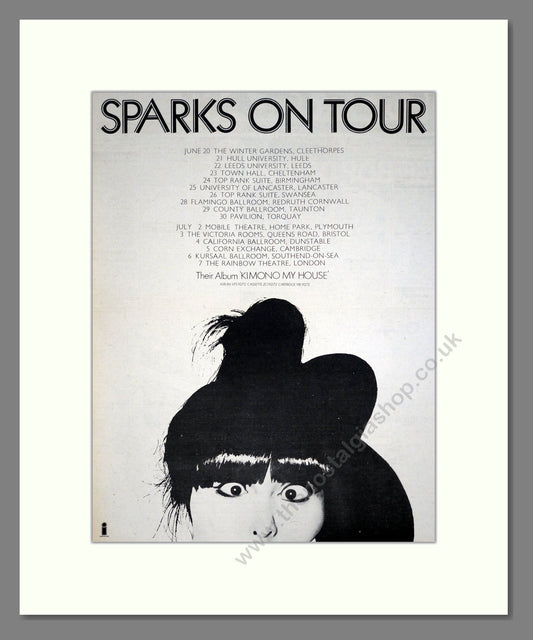 Sparks - UK Tour. Vintage Advert 1974 (ref AD20324)